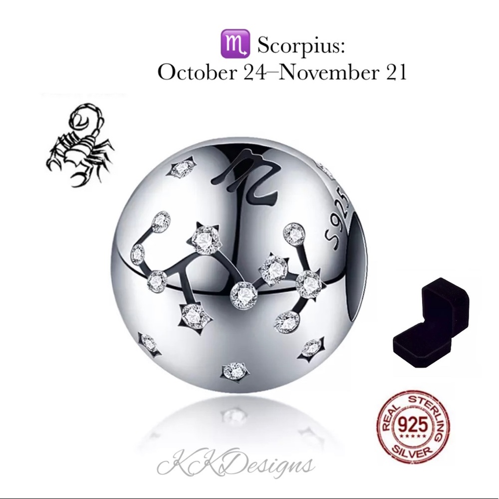 SOLD~SCORPIUS / Constellation Zodiac Sign / Charm -Pendant  / 925 sterling